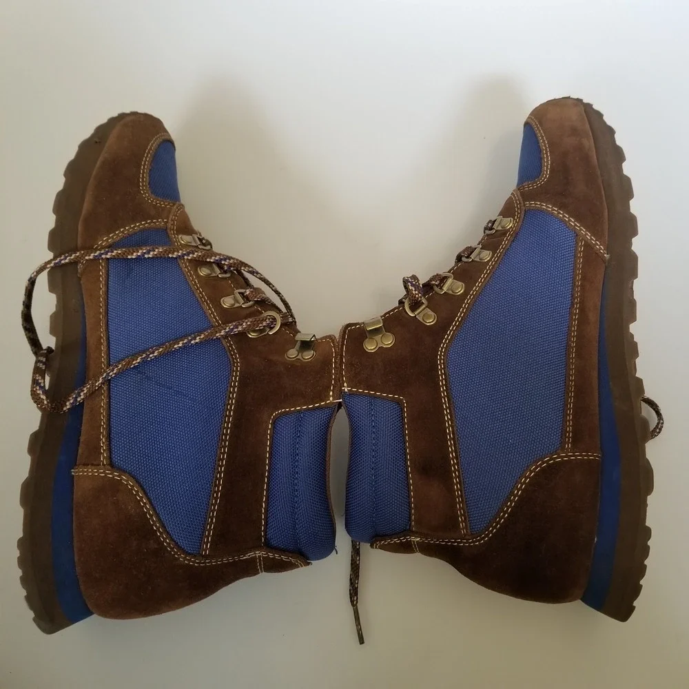 L.L. Bean Boots Mens Ten and a Half Medium Brown Blue Suede Hiking Trail Gorp